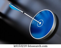 Blue design Target over a black background with an arrow hitting the center, symbol of successful marketing or business plan Blue design Target over a black background with an arrow hitting the center, symbol of successful marketing or business plan
