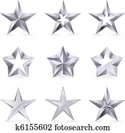 Different types and forms of silver stars Different types and forms of silver stars
