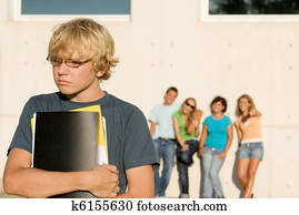 escuela, peleón, grupo, intimidar, lonley, niño