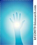 Healing hand with reiki lines Healing hand with reiki lines