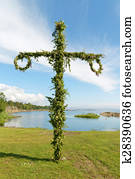 Maypole and the swedish archipelago in the background