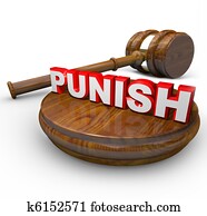 Punish - Judge Gavel and Word for Deciding Punishment Punish - Judge Gavel and Word for Deciding Punishment