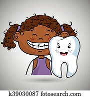 smilling, fille noire, à, a, sourire, dent, sur, elle, côté