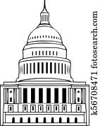 Capitol hill outline vector illustr Clip Art | k7619079 | Fotosearch