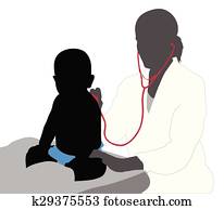 רופא ילדים, לבחון, של, תינוק