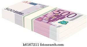 a, verpacken, von, geld, gleichfalls, in, euro