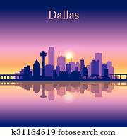 dallas, pilsēta, horizonts, silhouette, cēlonis