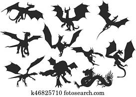 Dragon Silhouette vector illustration Dragon Silhouette vector illustration