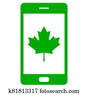 Maple leaf and smartphone Maple leaf and smartphone