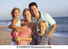 Portrait Of Family On Beach Holiday Portrait Of Family On Beach Holiday