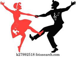 rockabilly, ehepaar, tanzt, silhouett rockabilly, ehepaar, tanzt, silhouett
