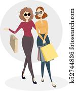 נשים, ידידים, shopping.