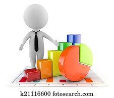 3d cute people - financial document and graph 3d cute people - financial document and graph