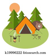 floresta, acampamento