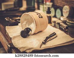 raspar, acessórios, em, loja barbeiro