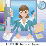 unternehmerin, multitasking, abbildung unternehmerin, multitasking, abbildung