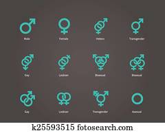 varón y hembra, sexual, orientación, icons.