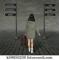 Woman facing a choice