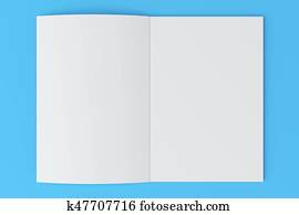 Blank white open brochure mock-up on blue background Blank white open brochure mock-up on blue background
