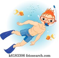Boy swimming under water Boy swimming under water