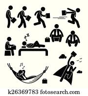 Businessman Walk Run Sleep Fly