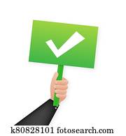 Check mark vector icon. Business satisfaction support. Green check mark icon. Billboard design. Vector stock illustration.