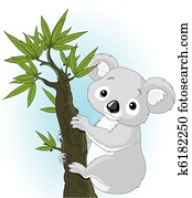 cute, koala, ligado, um, árvore
