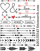 hand-drawn, arrows,, vektor, satz hand-drawn, arrows,, vektor, satz