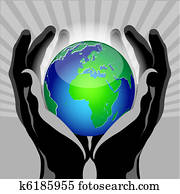 hands globe hands globe