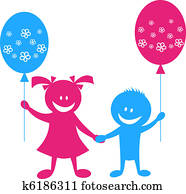 kindern, mit, ballon