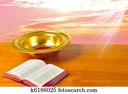 ofera, ilustrácia, prostredníctvom, výbor, s, biblia, a, veselý, background