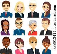 professionnels, avatar, ensemble, collection