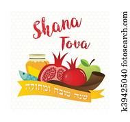 Symbols of Rosh Hashanah. Jewish new year Symbols of Rosh Hashanah. Jewish new year