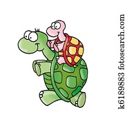 turtle with a small turtle with a small