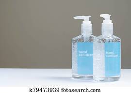 Two hand sanitizer in plastic bottle Two hand sanitizer in plastic bottle