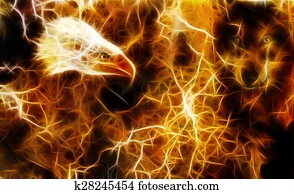 Wolf and eagle color painting, feathers background, multicolor collage illustration. Fractal effect. Wolf and eagle color painting, feathers background, multicolor collage illustration. Fractal effect.