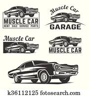 שריר, מכונית, וקטור, לוגו, סמל