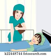 أعمل كممرض, تحدث, ب, المريض