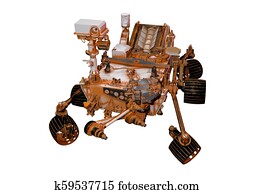 3D Rendering Mars Rover on White