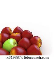 A green apple among many red apples A green apple among many red apples