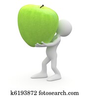 Man carrying a huge green apple Man carrying a huge green apple