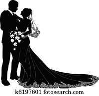 novia y novio, silueta