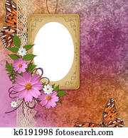 vintage frame over grunge orange with purple background vintage frame over grunge orange with purple background