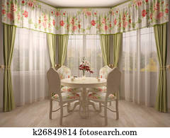 Bay window with dining table Bay window with dining table