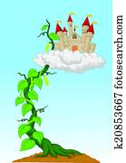 Cartoon Bean sprout with castle in Cartoon Bean sprout with castle in