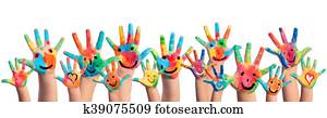 Hands Painted With Smileys Hands Painted With Smileys