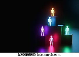 inclusion, a working group of five multi-colored icons of a human worker on a dark background. team building, cultural diversity, staffing decisions. 3D rendering, 3D illustration, copy space. inclusion, a working group of five multi-colored icons of a human worker on a dark background. team building, cultural diversity, staffing decisions. 3D rendering, 3D illustration, copy space.