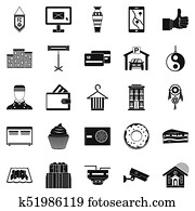 Lodge icons set, simple style Lodge icons set, simple style
