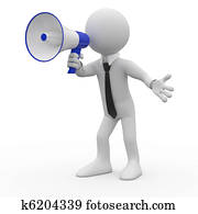 Man talking on a megaphone Man talking on a megaphone