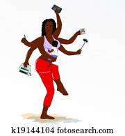 multitasking, toppen, mor, med, sex, arms.